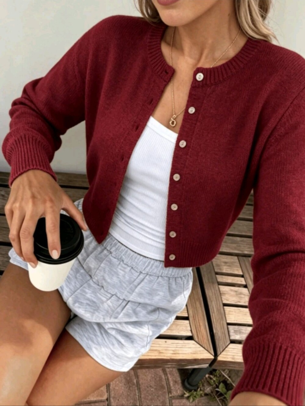 BRAND NEW ** Button-Front Burgundy Women's Sweater Cardigan